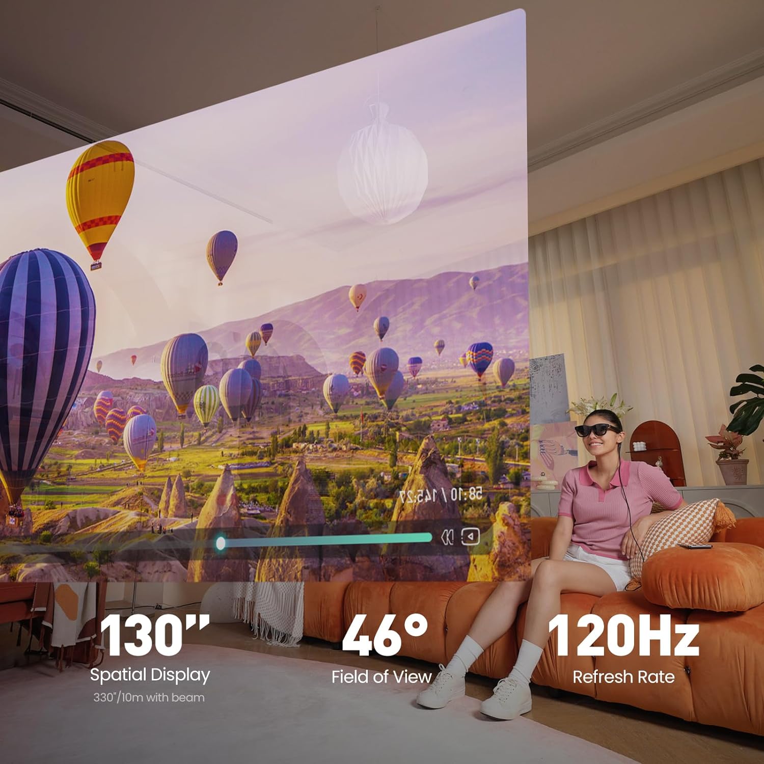 AR Glasses with 130" Wearable Display, 72g 120Hz 1080P V7617