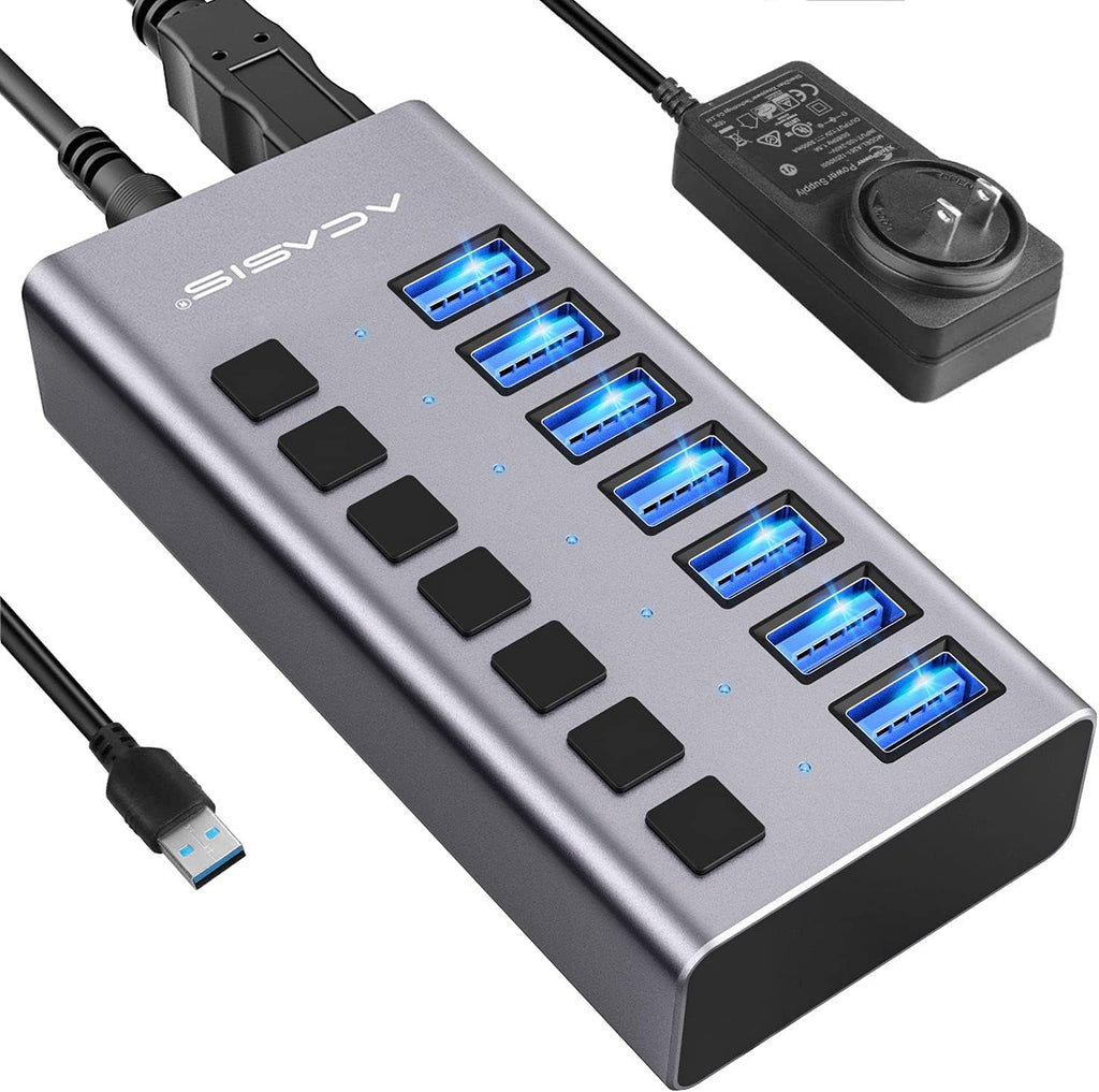 10 Ports 48W USB 3.0 Data Hub with Individual On/Off Switches and 12V/4A Power Adapter N4035