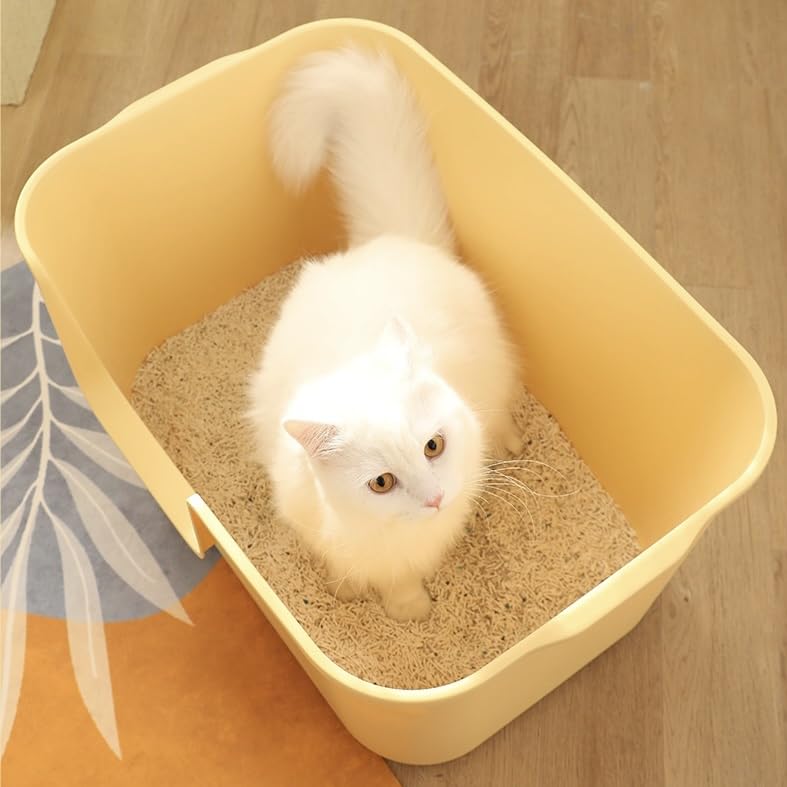 Extra Large Litter Box with High Sides 24.60" Lx16.92 Wx12.99 H, Yellow N427