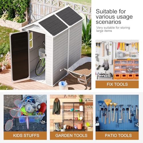 Gray 5x3 FT Waterproof Plastic Storage Shed with Floor M27038