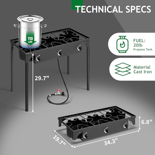 3 Burner Propane Gas Stove with Removable Legs V248675