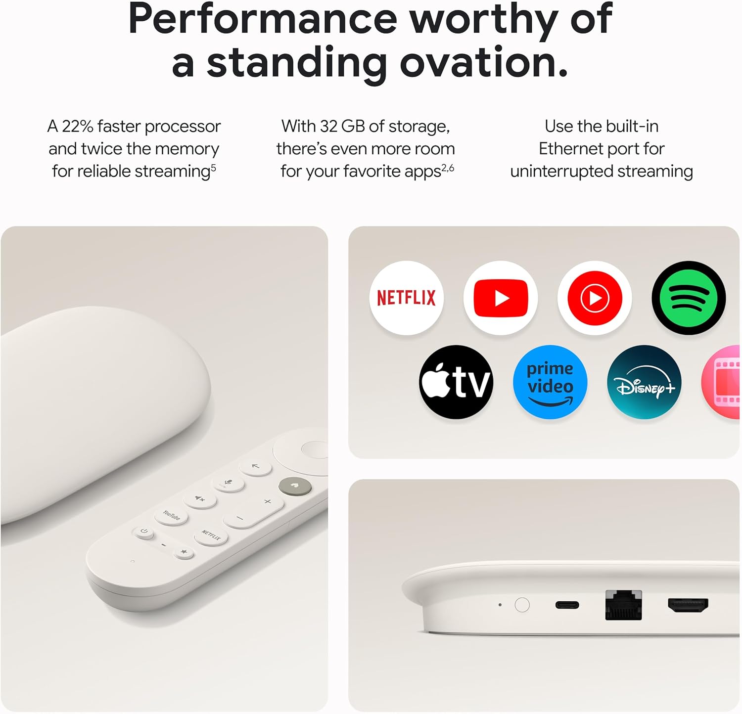 Porcelain 4K Google TV Streamer with Voice Search Remote S8361