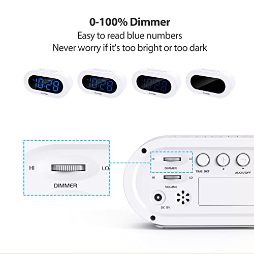 Small LED Digital Alarm Clock with Snooze (White) Q792
