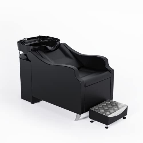 Shampoo Backwash Unit with Large Porcelain Bowl Salon Sink Hair Wash Chair Shampoo Station U698501