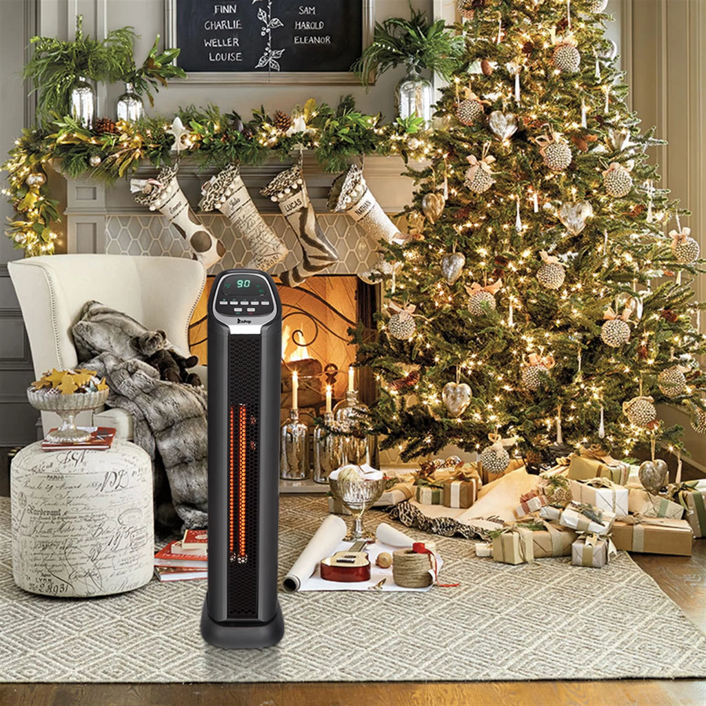 24" 1500W Quartz Infrared Electric Heater with Thermostat, Remote, 3 Modes, 12H Timer, 60 Degree Oscillating L8409