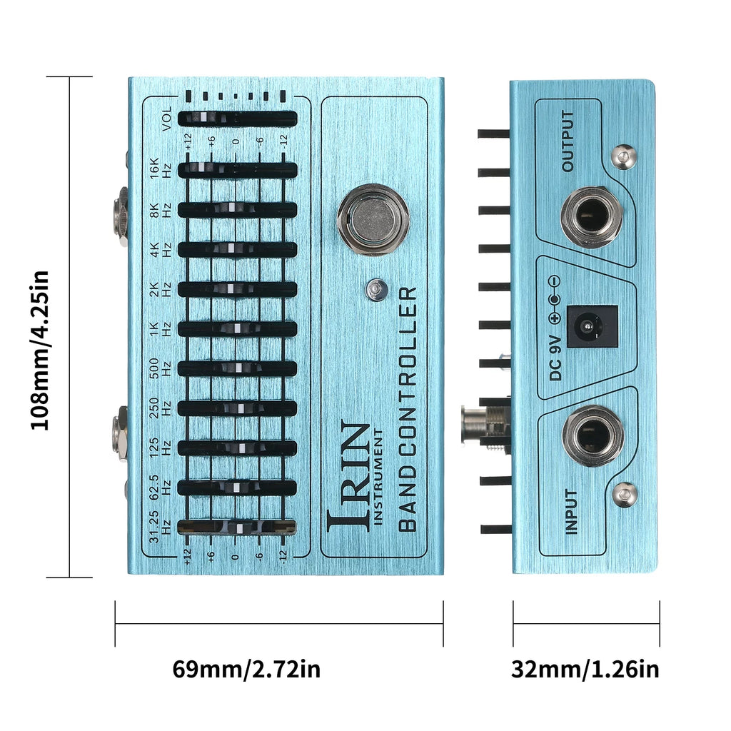10 Band EQ Guitar Effect Pedal with True Bypass, Aluminum Alloy Body Z8881