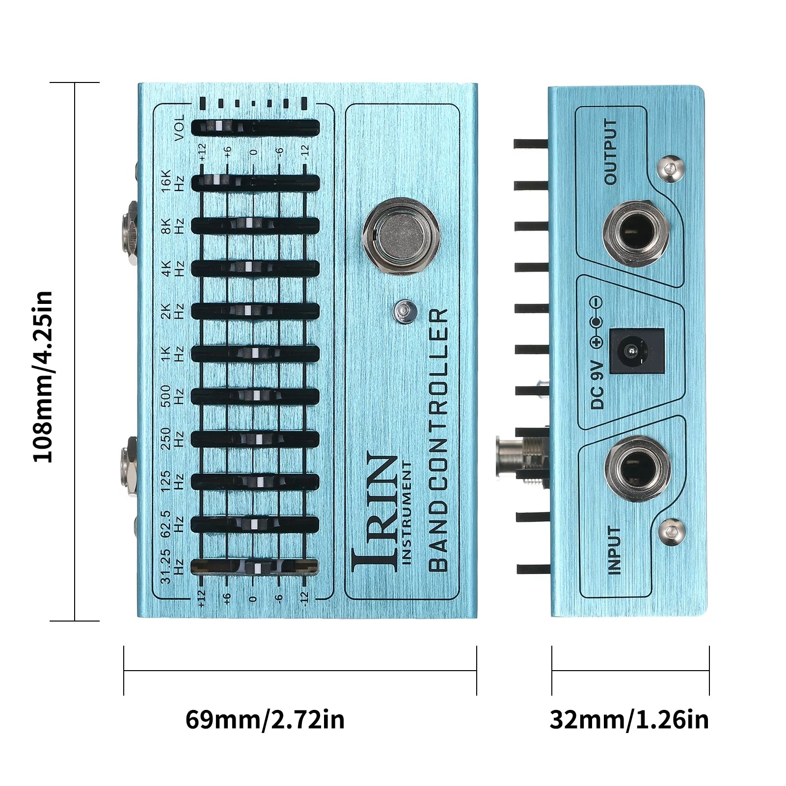 10 Band EQ Guitar Effect Pedal with True Bypass, Aluminum Alloy Body Z8881