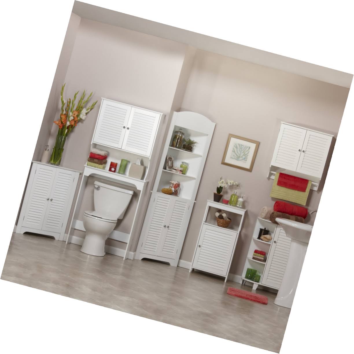 White 3-Shelf Corner Cabinet C176