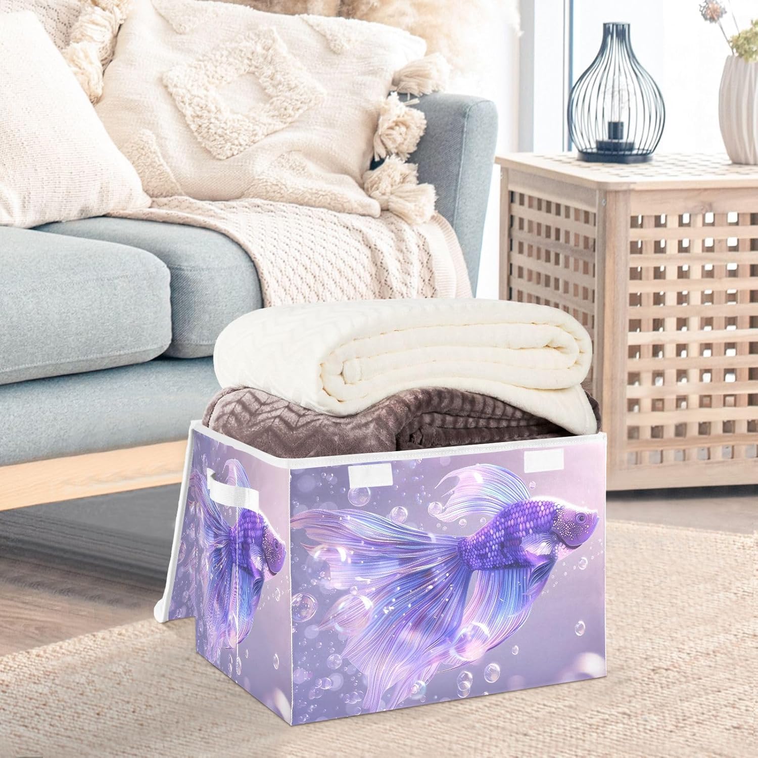 Containers Baskets with Lids Fabric Foldable Storage Bins Organizer with Lid Collapsible Storage Boxes P88758