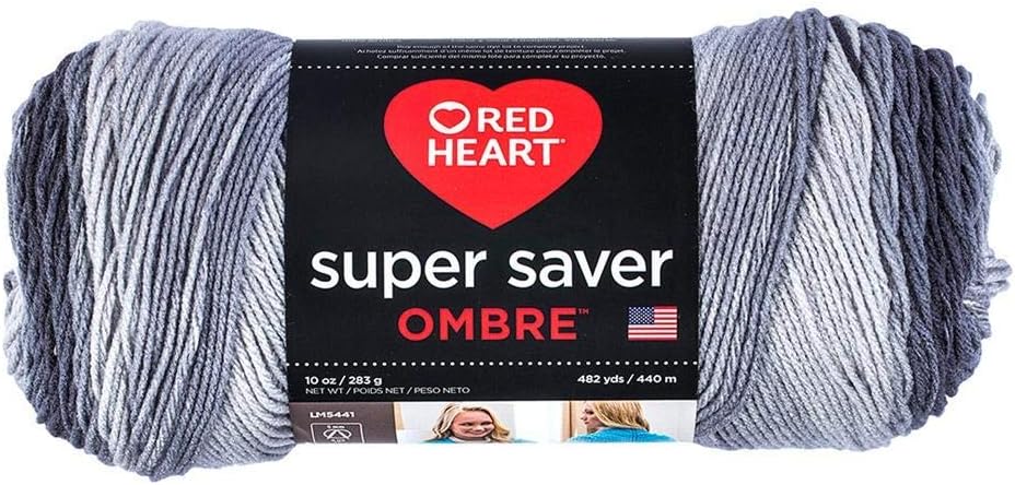 Red Heart Yarn Super Saver Ombre Yarn 10 oz Anthracite O352583