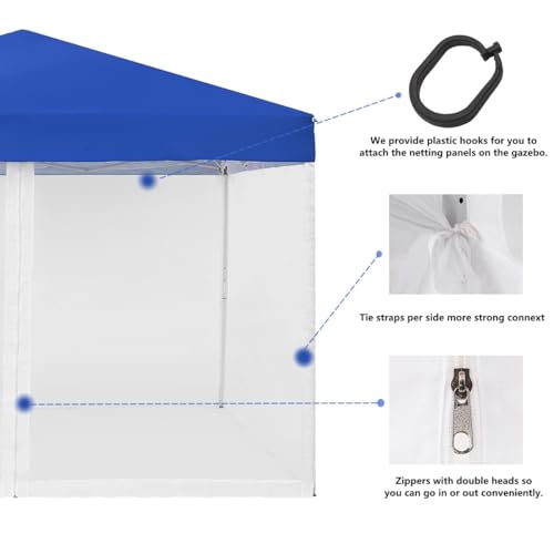 Black 4-Panel Mosquito Net for Gazebo Canopy 10' x 10' with Double Door O36275