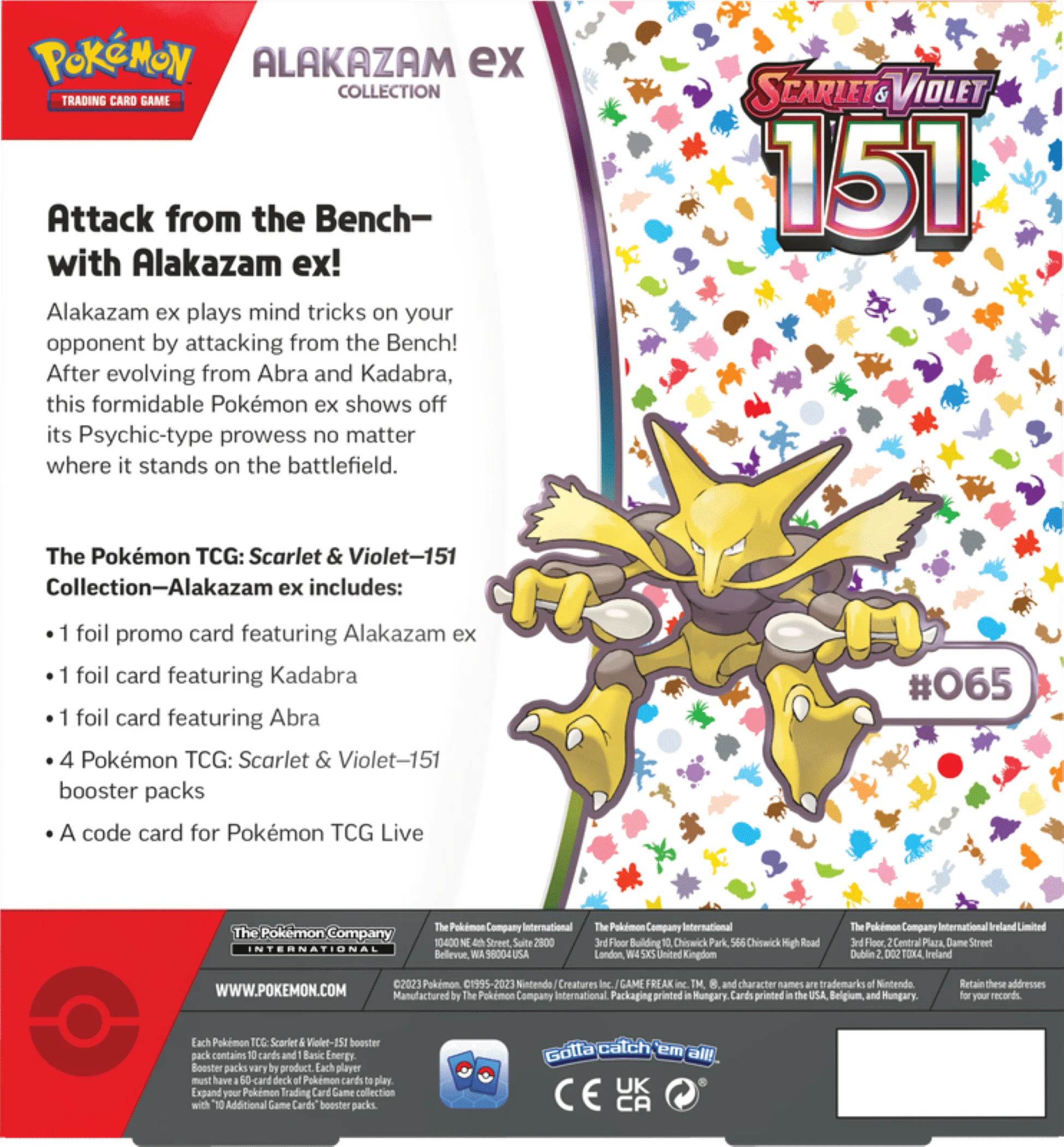 Pokemon Trading Card Games Scarlet & Violet 151 Collection Alakazam Ex - 4 Booster Packs B2629