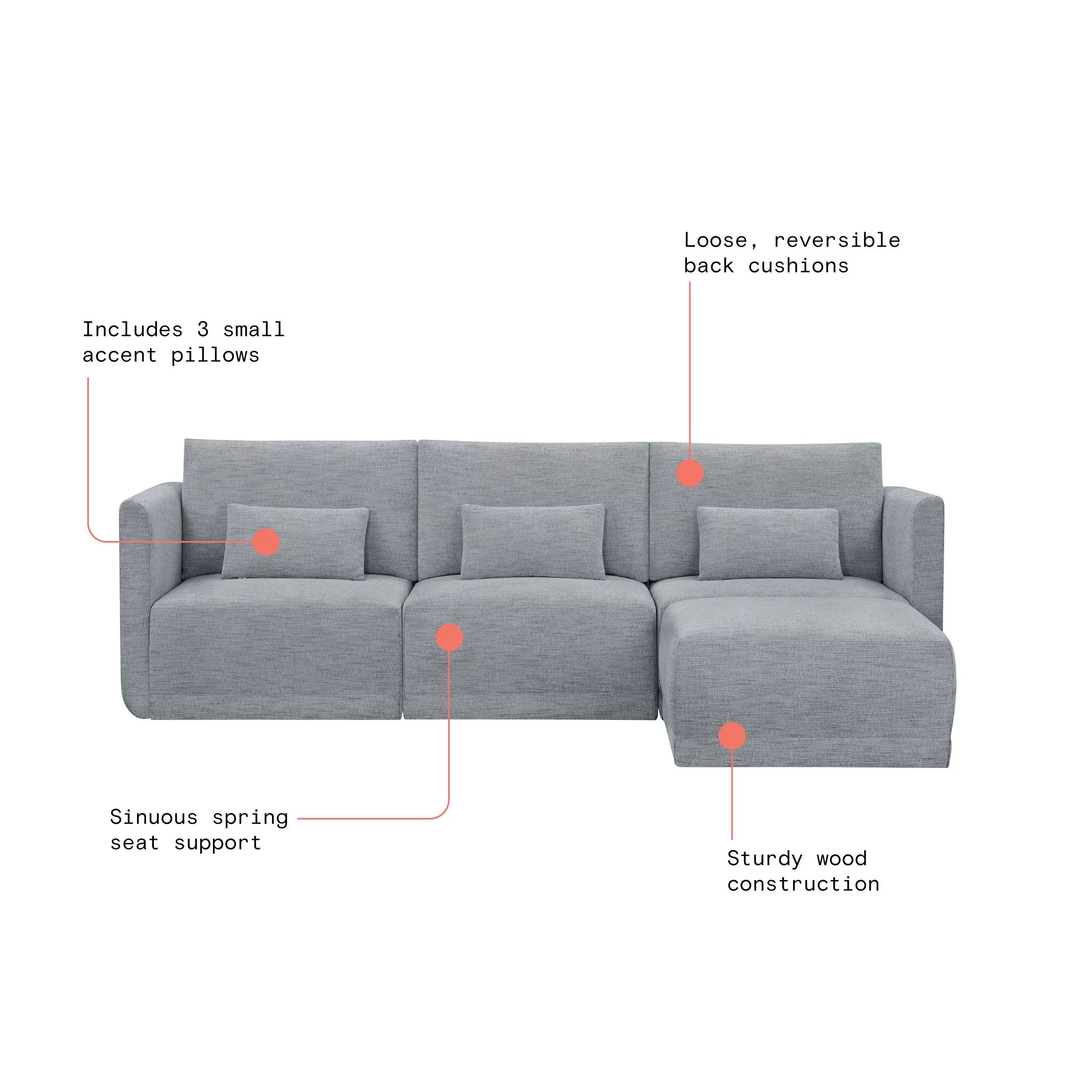 Gray Fabric Modular Sectional Sofa with Ottoman N140200