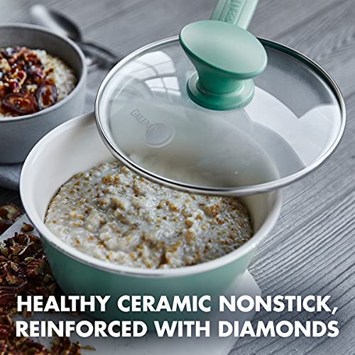 Turquoise Ceramic Nonstick 2QT Saucepan with Lid T72690