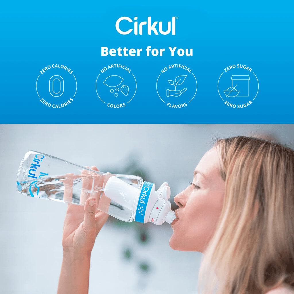 22 oz Plastic Water Bottle with Blue Lid and 2 Flavor Cartridges D156