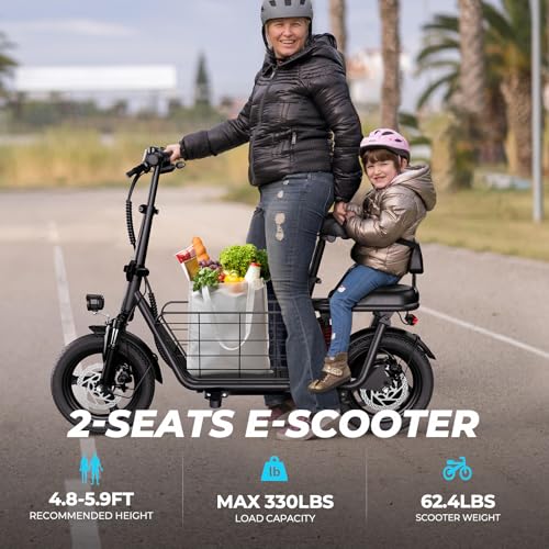 850W Peak Electric Scooter with Seat, 22MPH & 25 Miles Range, Dual Suspension, 14" Folding E Scooters Z3584