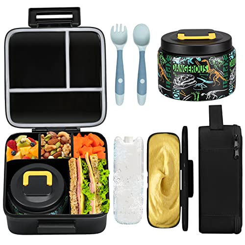 Bento Lunch Box with 8oz Soup Thermo, 5 Compartment, Thermo Food Jar and Lunch Bag W42694