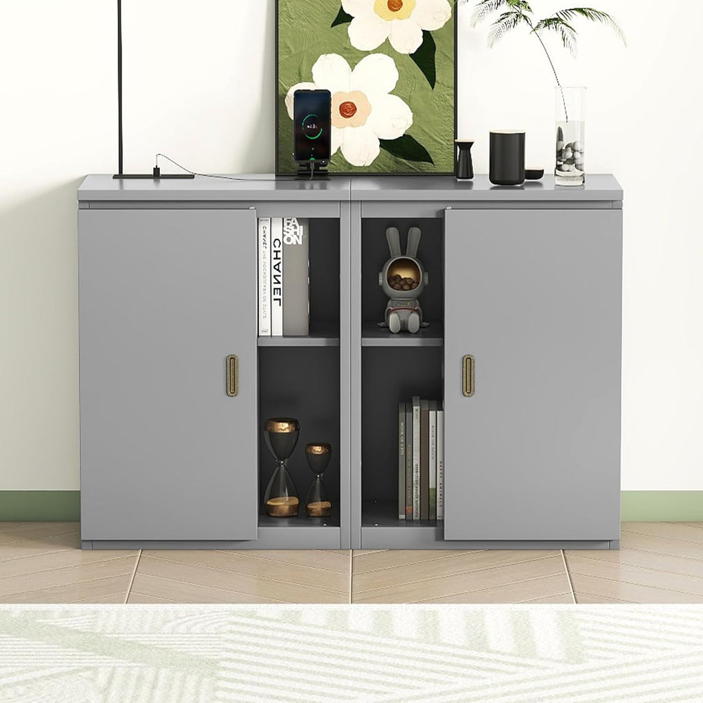 Queen Size Gray Murphy Wall Bed with Shelves and Cabinets H996205