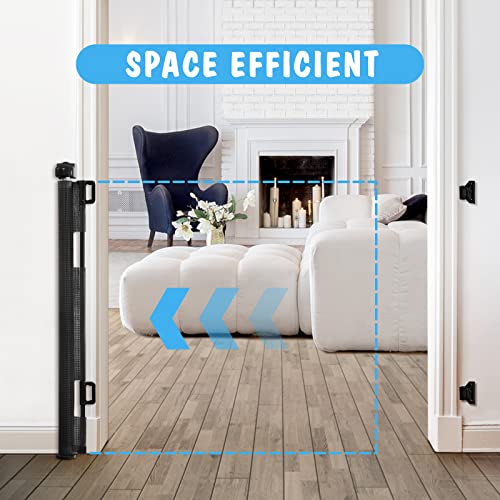 2 Pack Retractable Mesh Baby Gate 33" Tall Extends to 55" Wide White T164