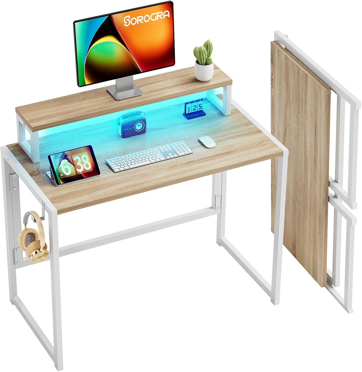 31.5 inch Folding Desk with Led Lights X74230