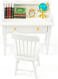 White 11 Pieces Wooden Dollhouse Furniture Desk Set B80805
