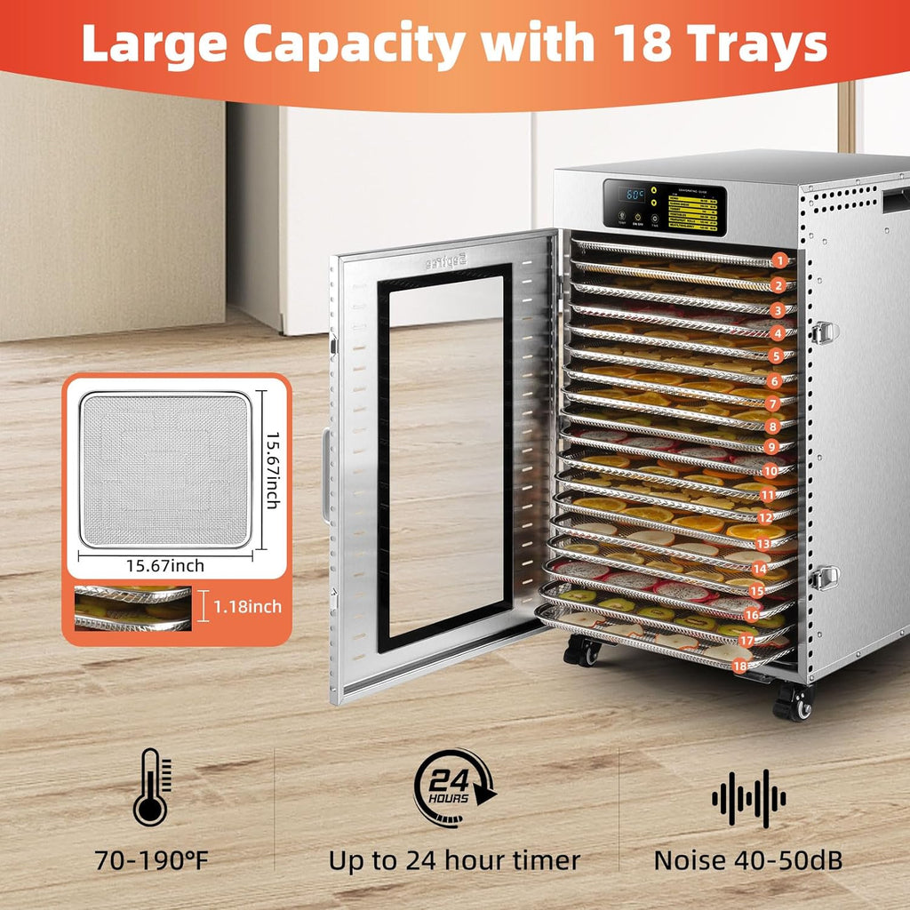 18 Trays Stainless Steel Commercial Food Dehydrator L430
