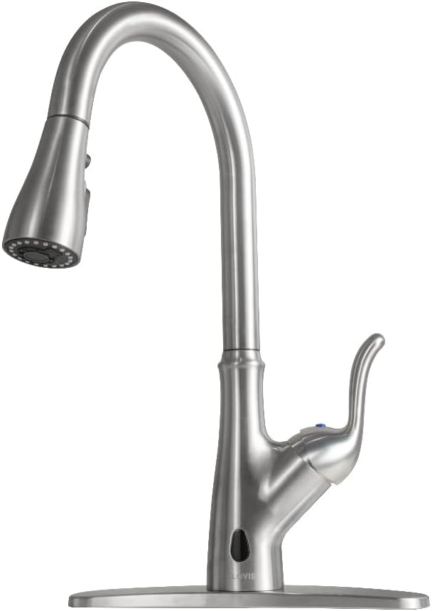 Brushed Nickel Kitchen Faucet with Pull Down Sprayer, Single Handle High Arc Stainless Steel Sink Faucet N4653