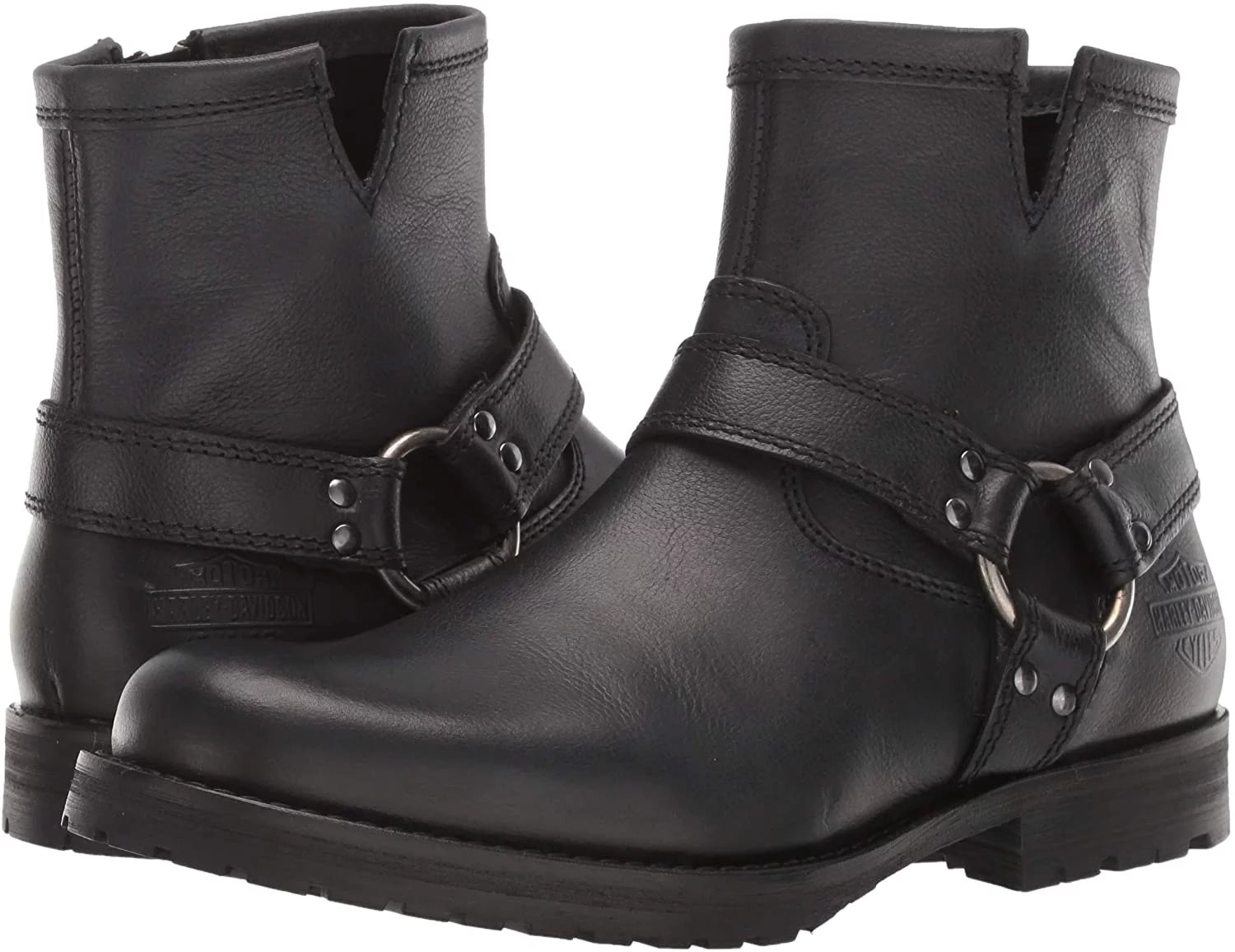 Black Harness Side Zipper Boots U153