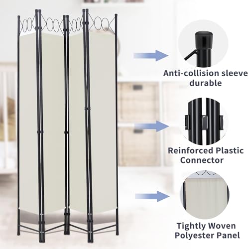 Blue 4 Panel 6FT Room Divider with Steel Frame L32420