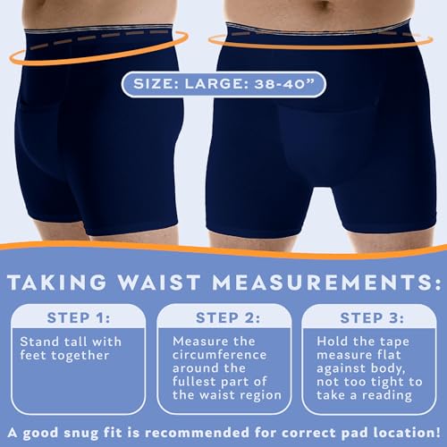 Men’s Incontinence Boxer Briefs Pack of 3 White Large Waist 38-40" A4643