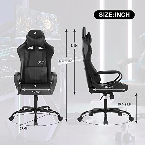 White Ergonomic PU Leather Gaming Chair with Lumbar Support Headrest D904