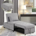 4 in 1 Convertible Linen Fabric Sleeper Chair Bed Ottoman with Adjustable Backrest & Pillow W621846