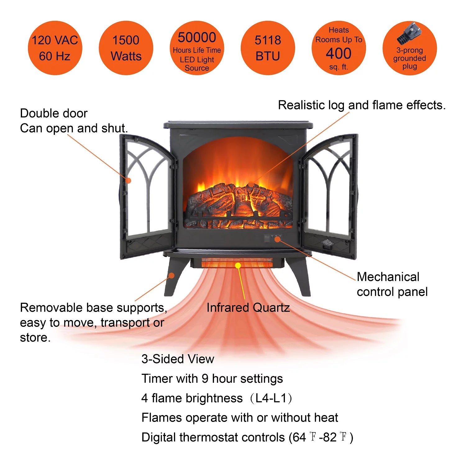 24 inch 3D Infrared Electric Stove with remote control C693931