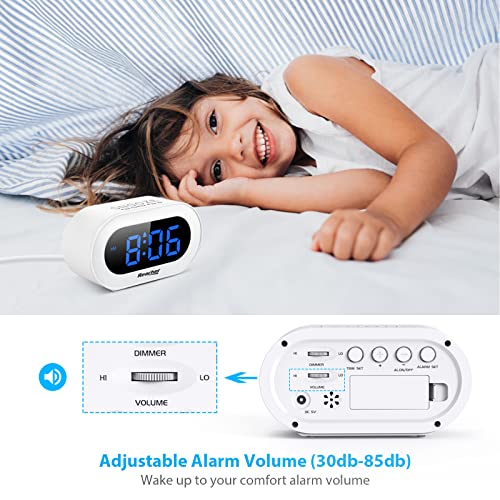 Small LED Digital Alarm Clock with Snooze (White) Q792
