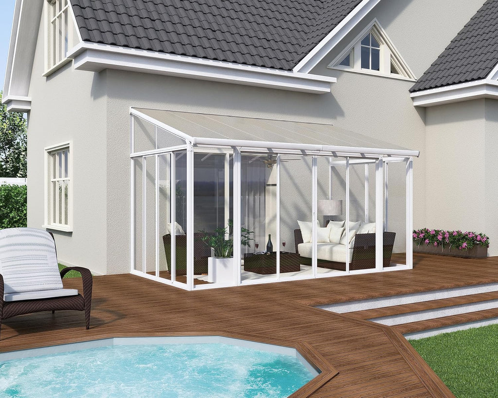 White 10x14 Enclosed Patio Cover Polycarbonate Shelter M109