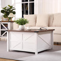 Farmhouse Square Coffee Table with Large Hidden Storage Compartment T26747