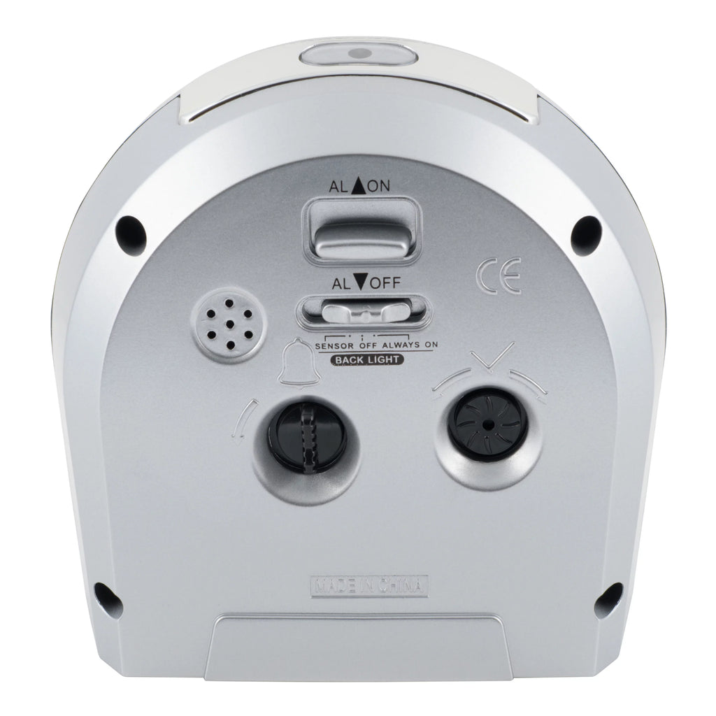 Silver Silent Sweep Night Vision Alarm Tabletop Clock B77014