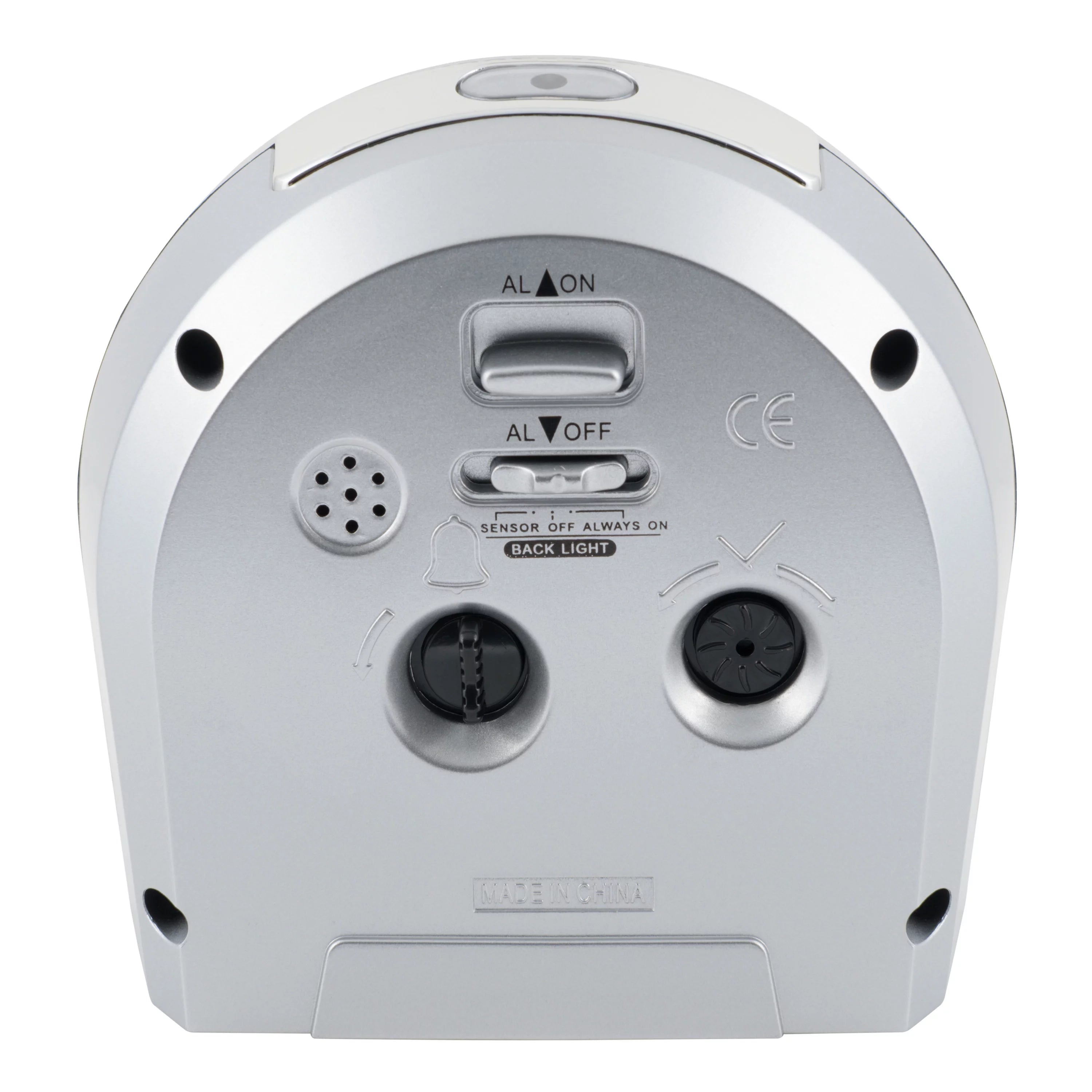 Silver Silent Sweep Night Vision Alarm Tabletop Clock B77014