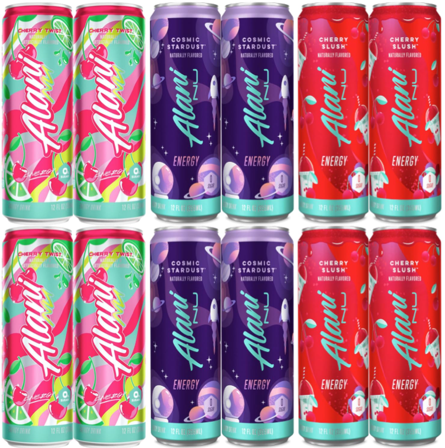 Sugar Free Energy Drinks 12 ounce Cans 3 Flavor Variety Pack 12 Cans U298