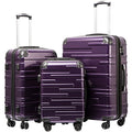 3 Piece Expandable Suitcase Set with TSA Lock Spinner 20in 24in 28in Purple Z86431