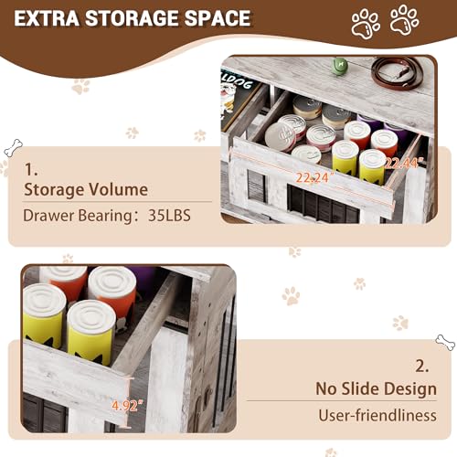 47" Grey Dog Crate Furniture with 2 Storage Draws B4927