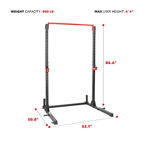 High Weight Capacity Power Cage and Squat Rack with J-Hooks, Adjustable Pull Up Bar K42031