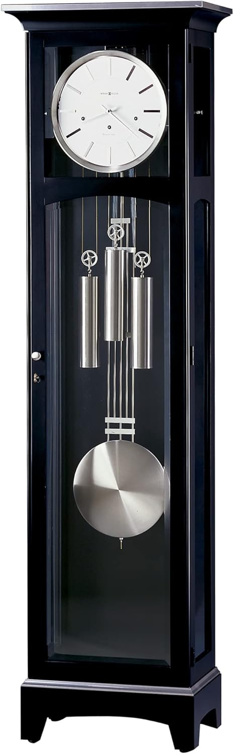 Black Satin Finish Floor Clock F52139
