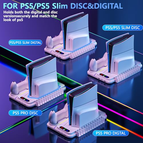 PS5 Stand with Dual Controller Charger and 3 Level Fan V9745