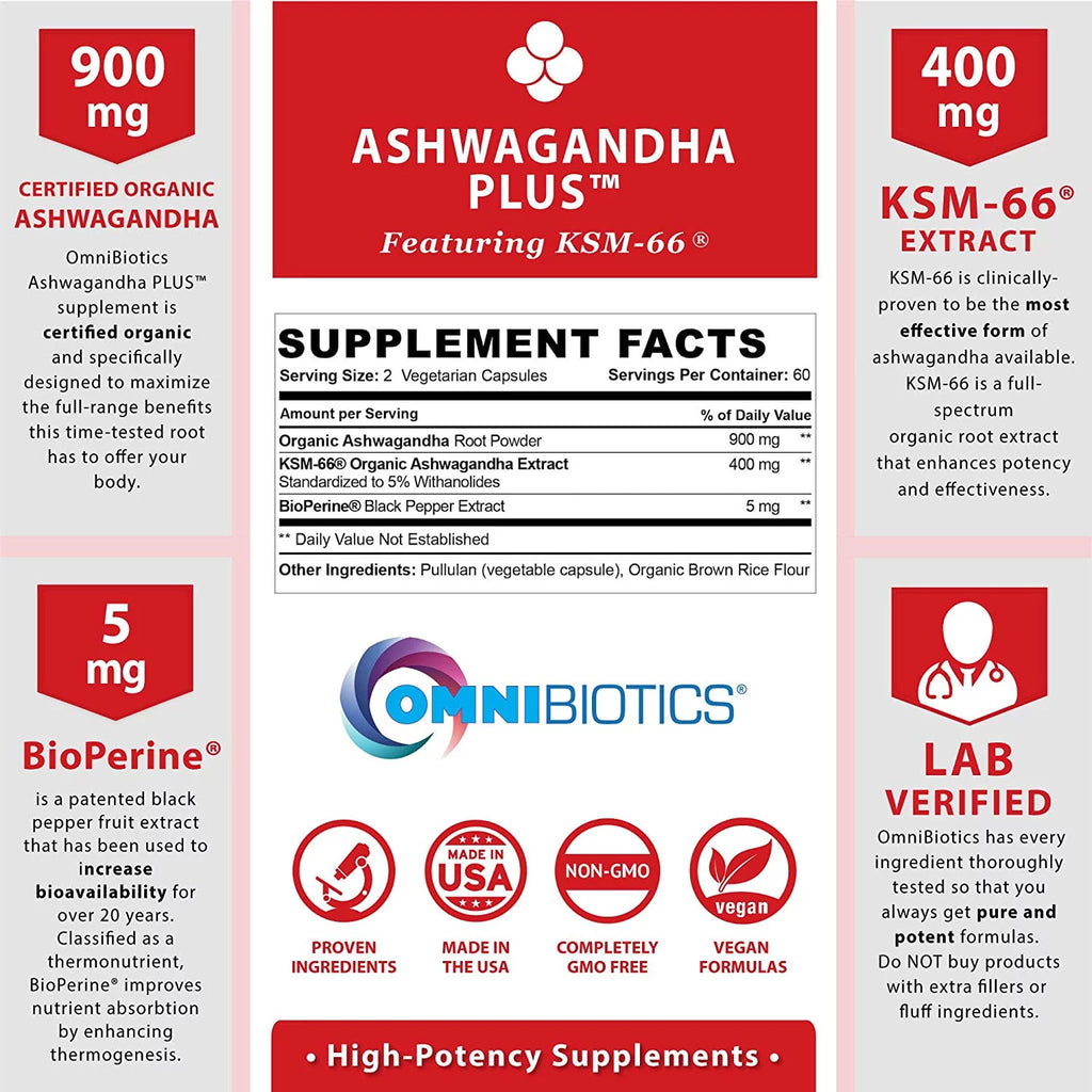 1300 mg KSM-66 Ashwagandha Supplement, 120 Vegan Capsules C718012