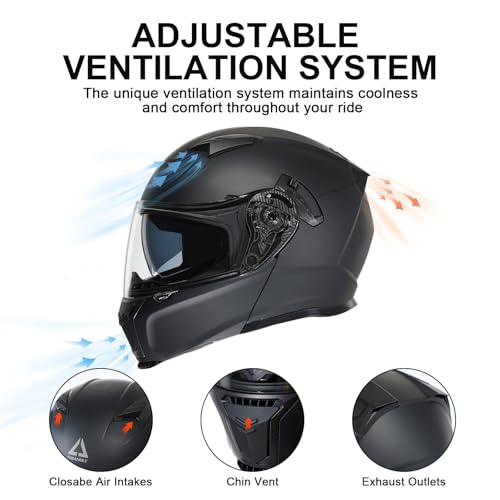 Modular Motorcycle Helmet Flip Up Full Face Dual Visor C84547