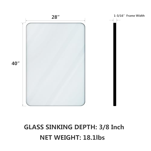 Gold 24 x 36 Inch Metal Framed Rounded Rectangle Vanity Mirror I295