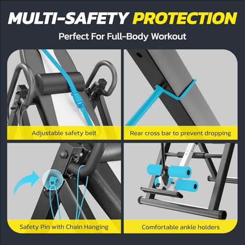 Heavy Duty Gravity Inversion Table 300 lbs Capacity with Adjustable Protective Belt O321007