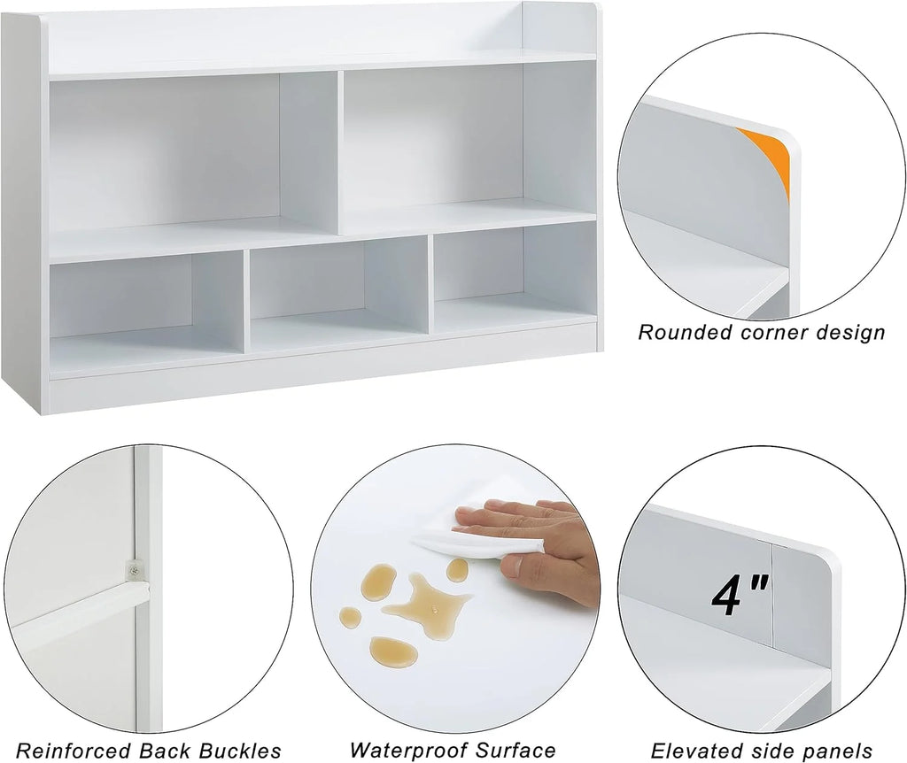 White 5-Section Wooden Bookshelf U564