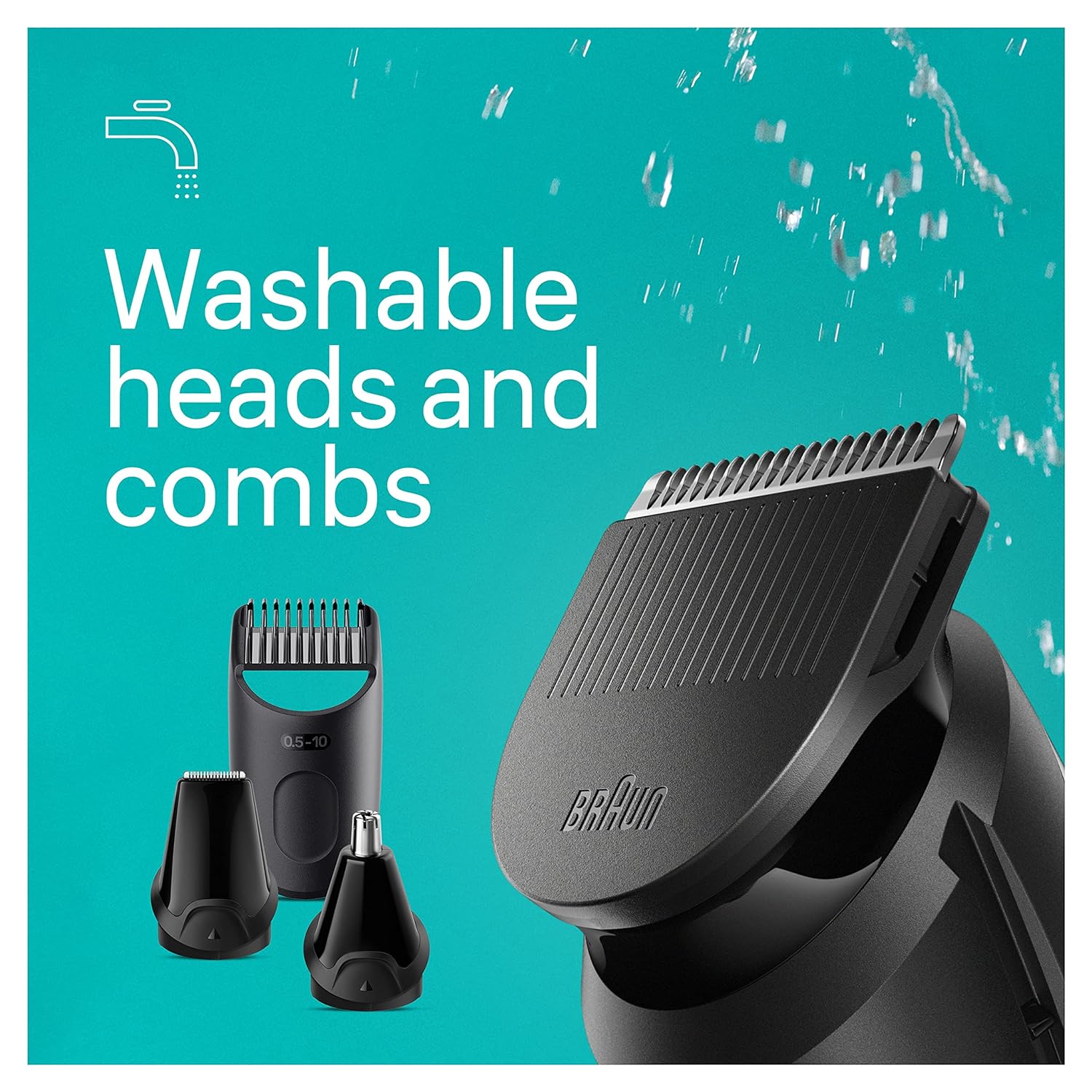 5-in-1 Trimmer for Men with Beard Trimmer, Ear & Nose Trimmer, Hair Clippers, Black Y3571